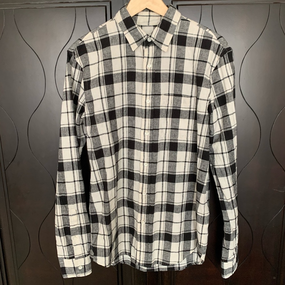 Club Monaco Black & White Plaid Shirt